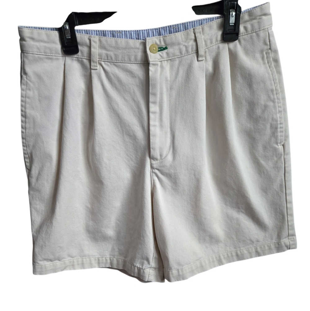 Tommy Hilfiger Classic Chino Shorts Mens Waist 34 Cream Off White 7" Inseam Logo